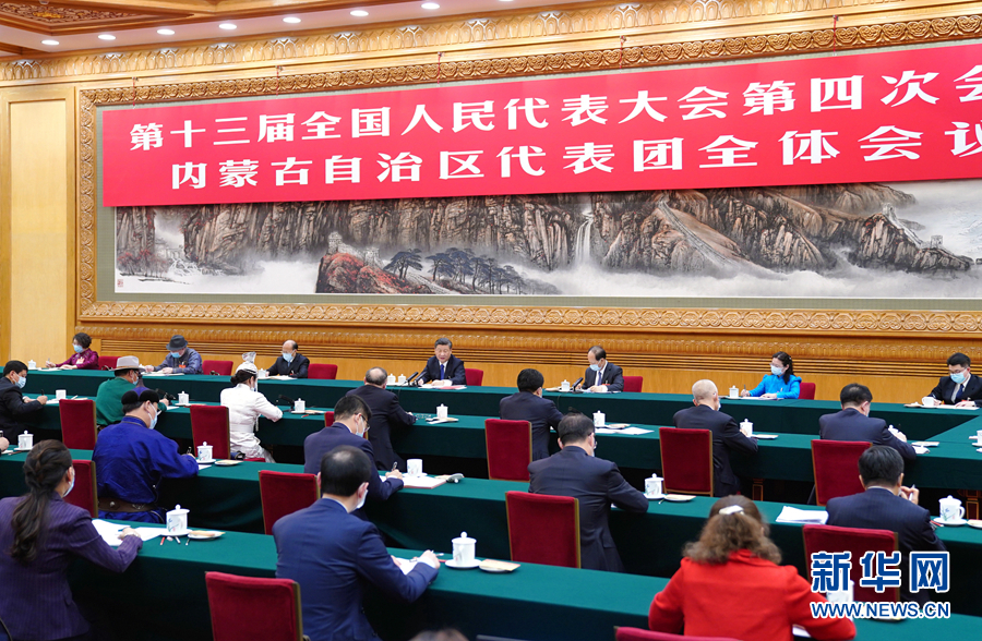 3月5日，中共中央總書記、國家主席、中央軍委主席習(xí)近平參加十三屆全國人大四次會(huì)議內(nèi)蒙古代表團(tuán)的審議。新華社記者 謝環(huán)馳 攝